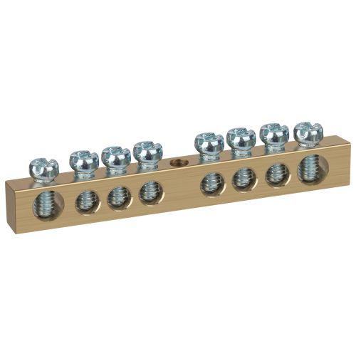 Шина NO-122-14 PEN "земля-ноль" 6х9мм 8/1 с креплениями по центру латунь ЭРА Б0047228