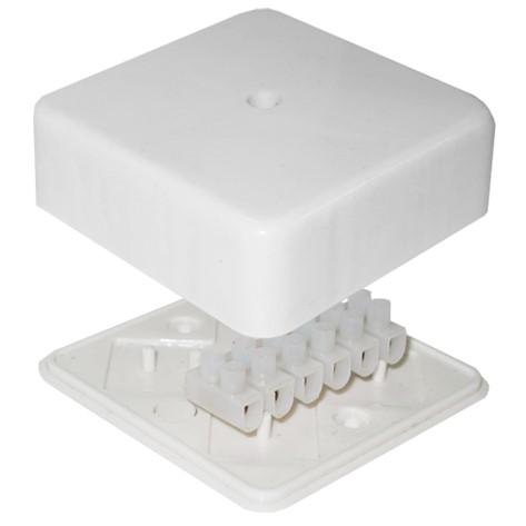 Коробка распределительная ОП 78х78х30мм с клемм. 6 выходов 10А 6 контактов крышка на винтах бел. Epplast 170220
