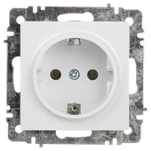 Розетка 1-м СП Accent 6-202-01 16А IP20 250В 2P+E Schuko AL/CU бел. Intro Б0063678