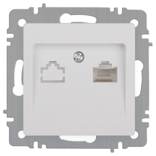 Розетка компьютерная 1-м СП Accent 6-303-01 RJ45 IP20 бел. Intro Б0063624