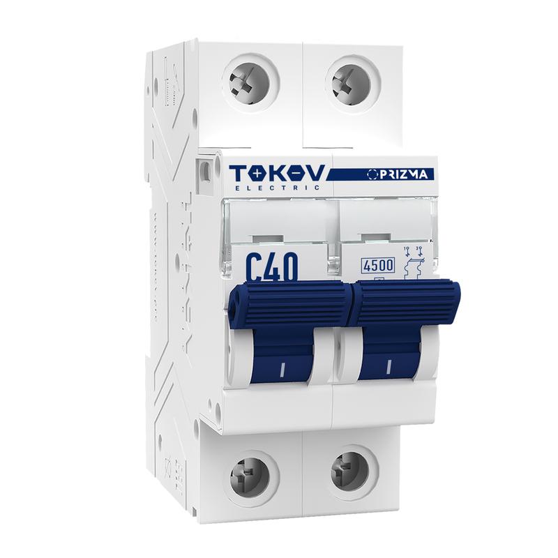 Выключатель автоматический модульный 2п C 40А 4.5кА PRIZMA TOKOV ELECTRIC TKE-PZ45-MCBI-2-40-C