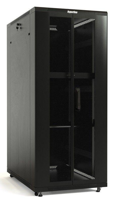 Шкаф напольный TTB-4261-DD-RAL9004 19дюйм 42U 2055х600х1000 передн. и задн. перфорир. двери 75% ручка с замком крыша нового типа разобран. RAL 9004 черн. Hyperline 392681