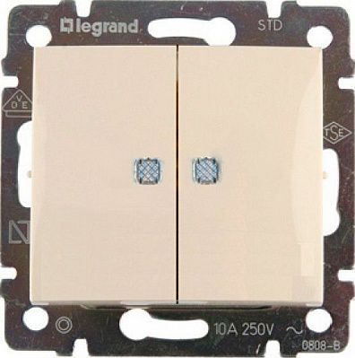 Выключатель 2-кл. СП Valena 10А IP31 с индикацией механизм сл. кость (DIY-упак.) IEK 695606