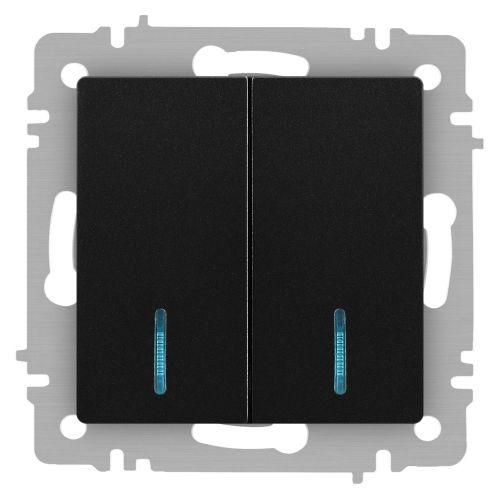 Выключатель 2-кл. СП Accent 6-105-05 10А IP20 250В с подсветкой AL/CU антрацит Intro Б0063516