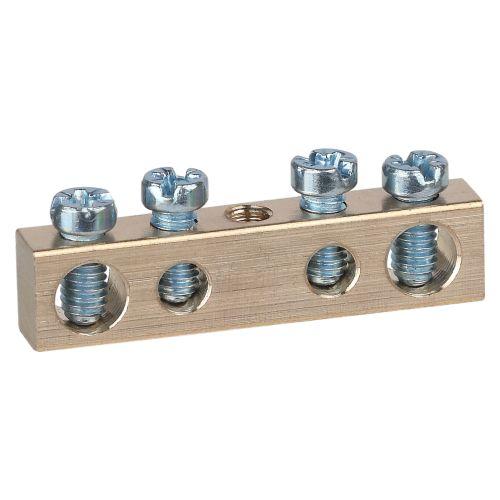 Шина NO-122-12 PEN "земля-ноль" 6х9мм 4/1 с креплениями по центру латунь ЭРА Б0047226