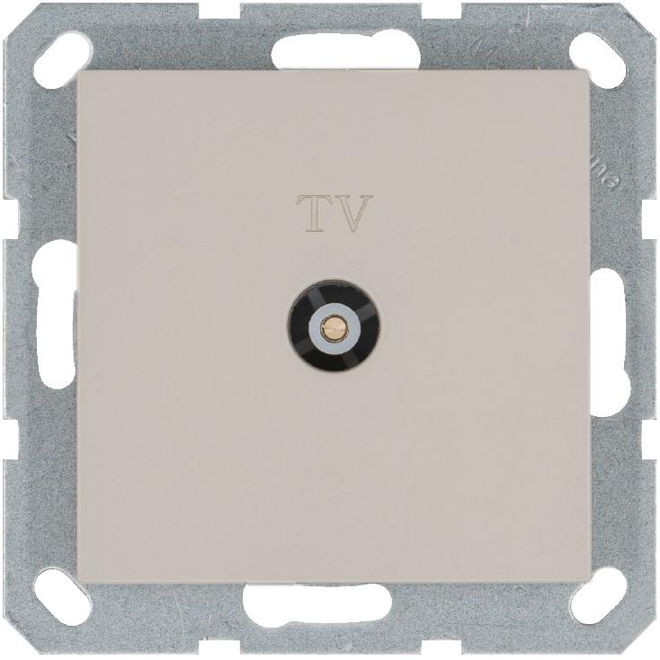 Розетка телевизионная проходная TV Ф9.5мм механизм тауп Jasmart G6002T