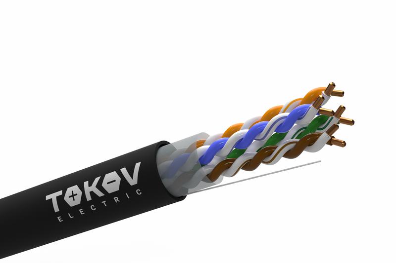 Кабель витая пара U/UTP 4х2х24AWG(0.51мм) кат.5E PE TOKOV PRO Fluke tested (м) TOKOV ELECTRIC TKP-C05-U42-5E-305-OD