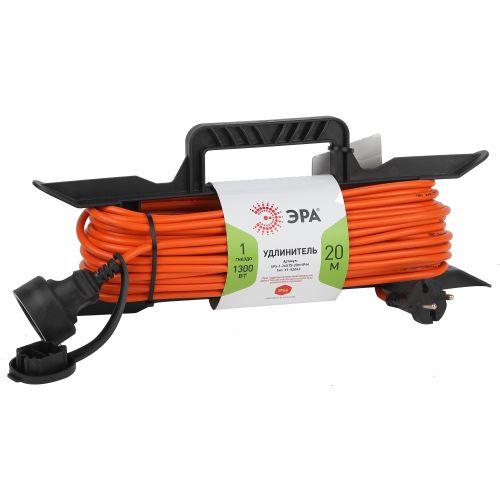 Удлинитель-шнур на рамке 1х20м без заземл. 6А IP20 UFx-1-2х0.75-20m ПВС 2х0.75 Эра Б0046821