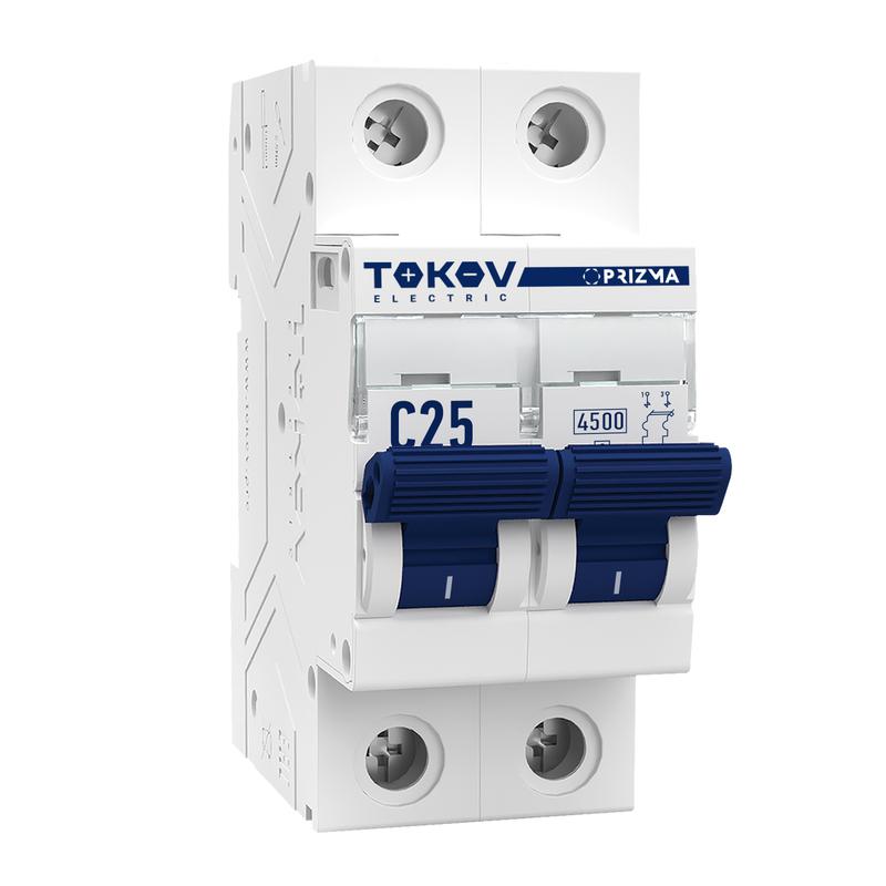 Выключатель автоматический модульный 2п C 25А 4.5кА PRIZMA TOKOV ELECTRIC TKE-PZ45-MCBI-2-25-C
