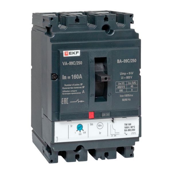Выключатель автоматический 3п 250/160А 45кА ВА-99C Compact NS PROxima EKF mccb99C-250-160
