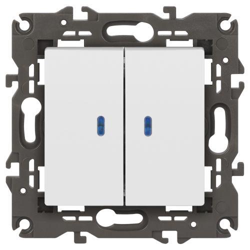 Выключатель 2-кл. СП Elegance 14-1105-01 10А IP20 250В 10AX с подсветкой механизм бел. Эра Б0034237