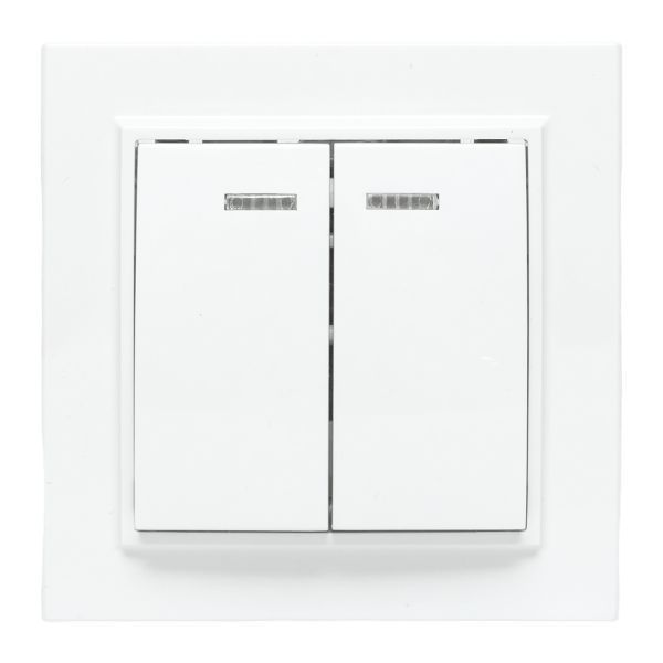 Выключатель 2-кл. СП Минск 10А IP20 с индикатором бел. Basic EKF ERV10-123-10