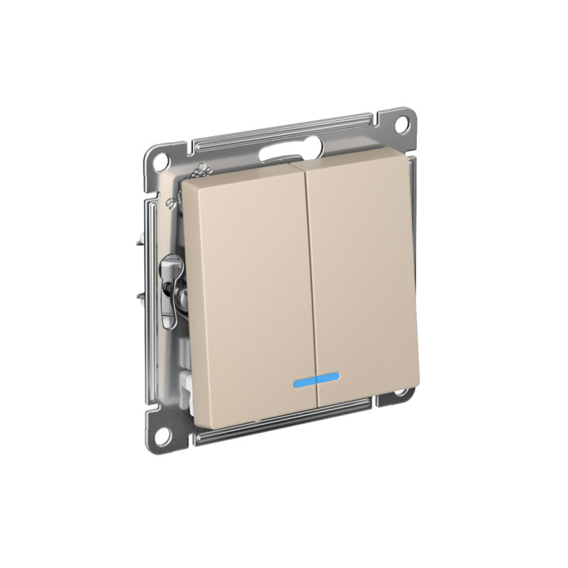 Выключатель 2-кл. AtlasDesign с подсветкой (сх.5а) 10AX мех. песочн. SE ATN001253