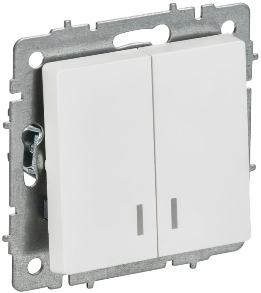 Выключатель 2-кл. СП BRITE ВС10-2-1-БрАБ 10А с индикацией механизм арктич. бел. IEK BR-V20-1-10-K91