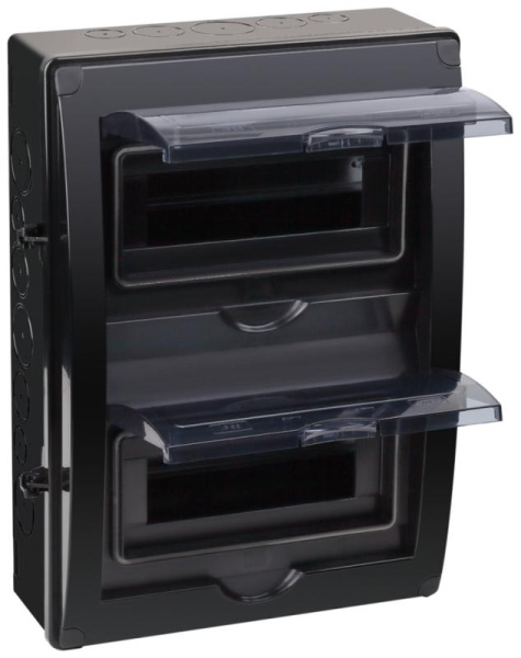 Щиток отркрытая проводка на 20 модулей с 2 вертик.дверцами 390х302х120мм черный IP65 УХЛ1 Ruvinil 69020Ч