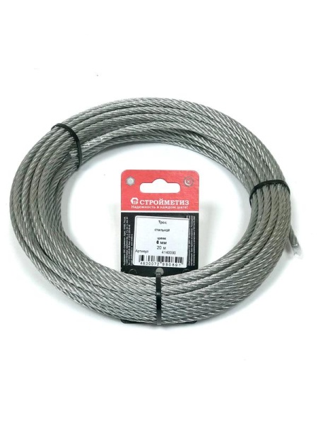 Трос стальной 6.0мм DIN 3055 цинк (уп.20м) подвес СТРОЙМЕТИЗ 4140090
