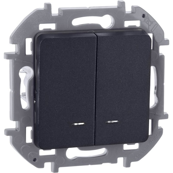 Выключатель 2-кл. Inspiria 10А IP20 250В 10AX с подсветкой/индикацией механизм антрацит IEK 673633
