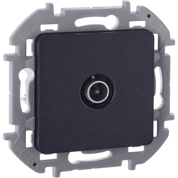 Розетка телевизионная TV Inspiria 2дБ 0-2400мГц с топологией "звезда" механизм антрацит IEK 673853