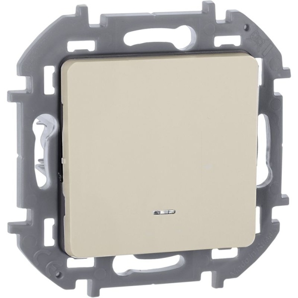 Переключатель 1-кл. Inspiria 10А IP20 250В 10AX с подсветкой/индикацией механизм сл. кость IEK 673661