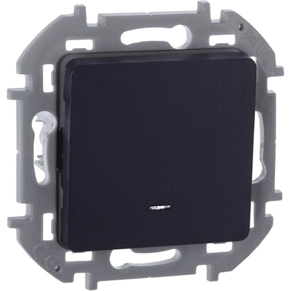 Переключатель 1-кл. Inspiria 10А IP20 250В 10AX с подсветкой/индикацией механизм антрацит IEK 673663