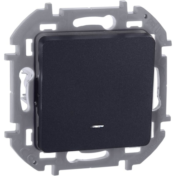 Выключатель 1-кл. Inspiria 10А IP20 250В 10AX с подсветкой/индикацией механизм антрацит IEK 673613