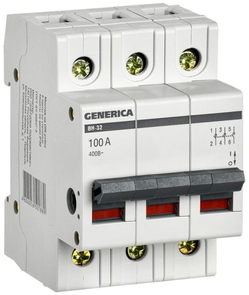 Выключатель нагрузки (мини-рубильник) 3п 100А ВН-32 GENERICA MNV15-3-100