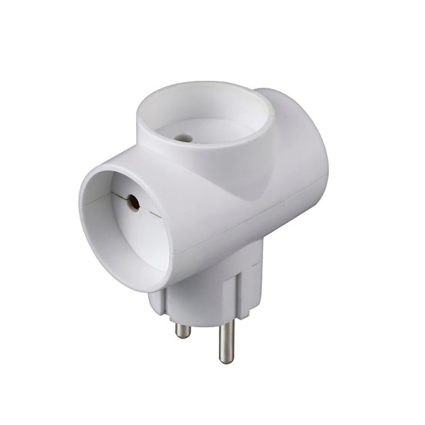 Разветвитель 3-м Т-образный без заземл. 10А 2200Вт 250В бел. DОМТОК 2662