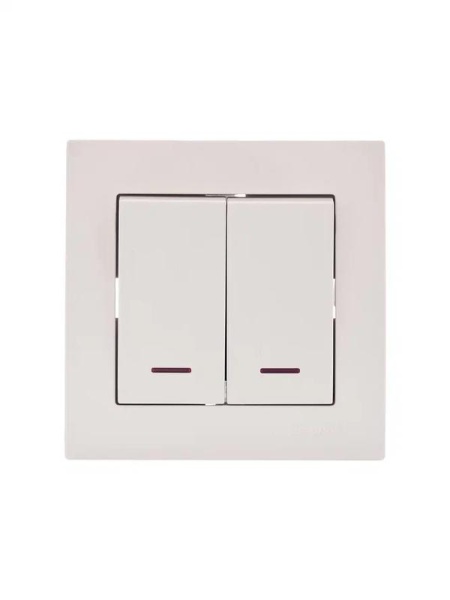 Выключатель 2-кл. СП Vesna с индикацией механизм крем. LEZARD 742-0388-112