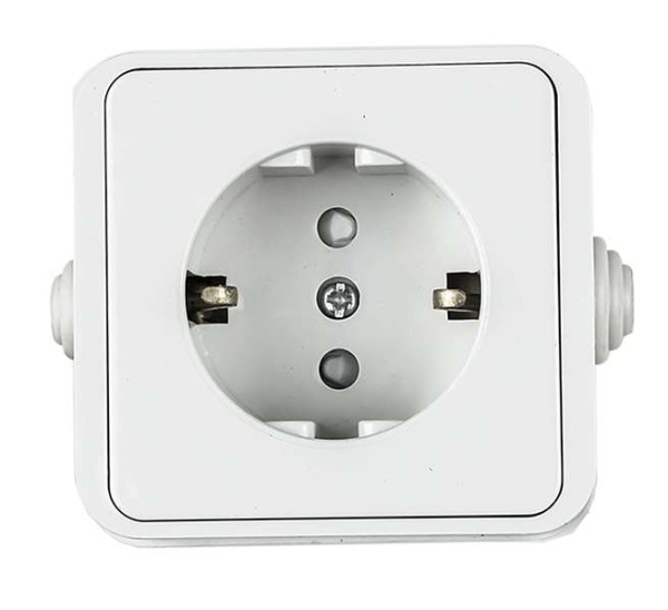 Розетка 1-м AQUA 3113 защ. шторки с заземл. п/герм. бел. ASD / IN HOME 4690612003450