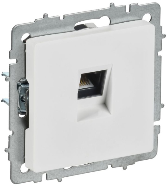 Розетка компьютерная СП BRITE РК11-БрАБ RJ45 кат.6 механизм арктич. бел. IEK BR-K10-2-K91