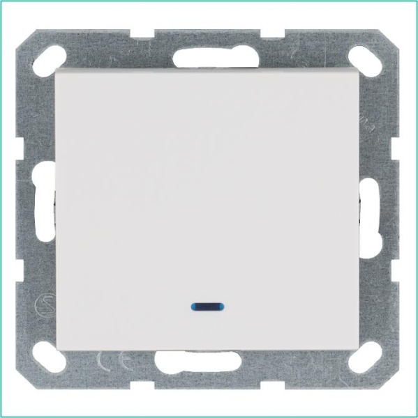 Выключатель 1-кл. 10А IP20 с подсветкой механизм бел. глянцевый Jasmart G3011NW