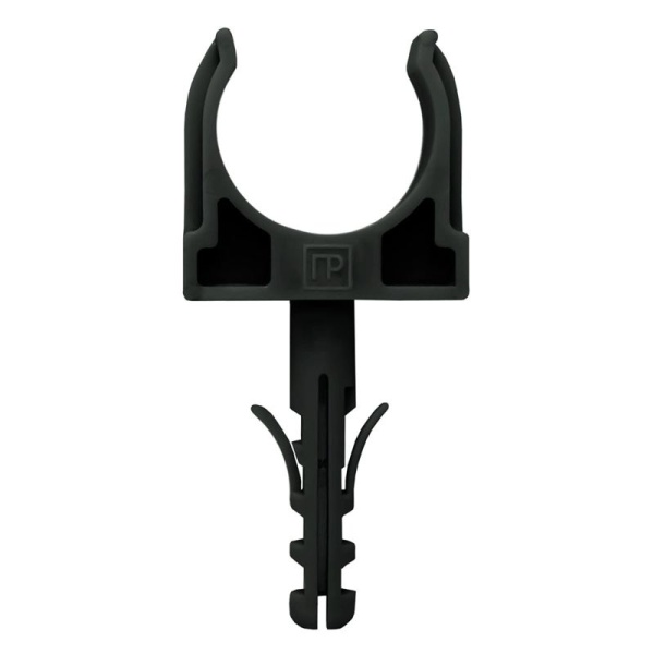 Держатель для труб (клипса) d32мм с дюбелем черн. (в малой упак.) (уп.10шт) Промрукав PR13.0306