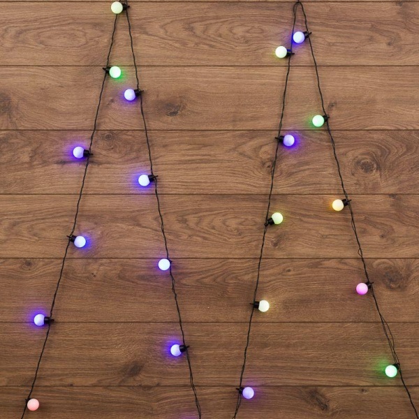 Гирлянда светодиодная "Шарики" 5м d30мм 25LED RGB 6Вт 220-240В IP20 провод ПВХ темн. зел. Neon-Night 303-569