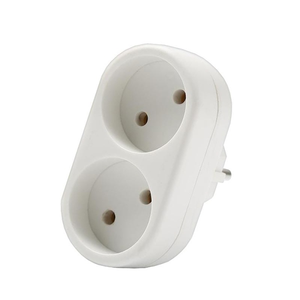 Разветвитель 2-м без заземл. 10А 2200Вт 250В плоский бел. DОМТОК 2651