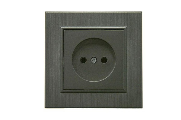 Розетка 1-м Karea LINE STAR без заземл. дым. металлик Makel 86050022