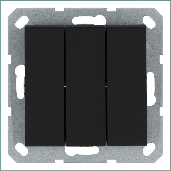 Выключатель 3-кл. 10А IP20 механизм черн. матовый soft touch Jasmart G3031PB