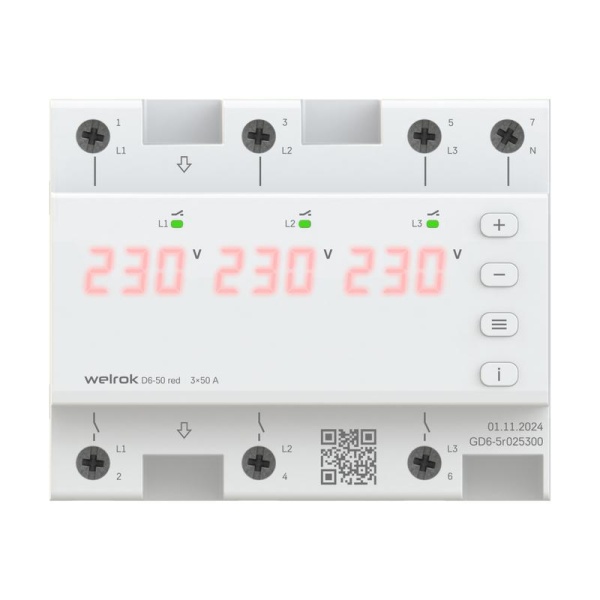 Реле напряжения D6-50 red Welrok 4660251140403