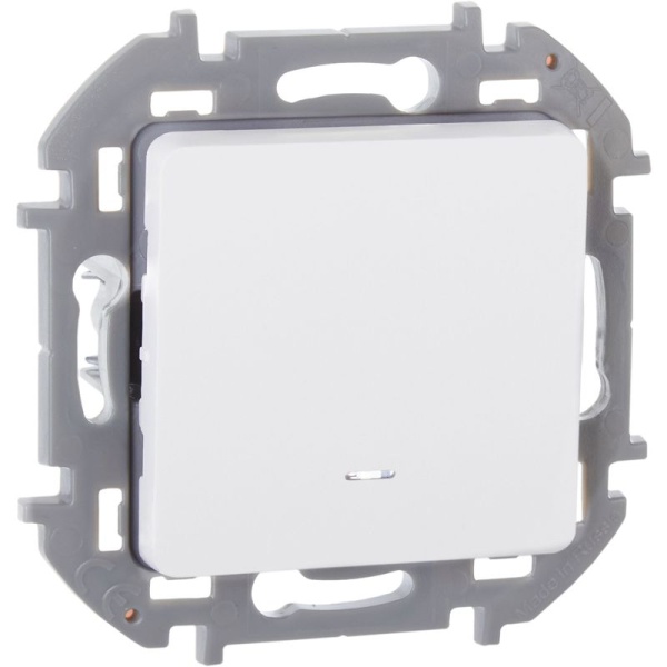 Выключатель 1-кл. Inspiria 10А IP20 250В 10AX с подсветкой/индикацией механизм бел. IEK 673610