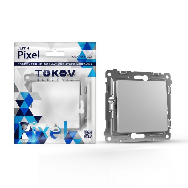 Переключатель перекрестный 1-кл. СП Pixel IP20 механизм алюм. TOKOV ELECTRIC TKE-PX-P1R-C03