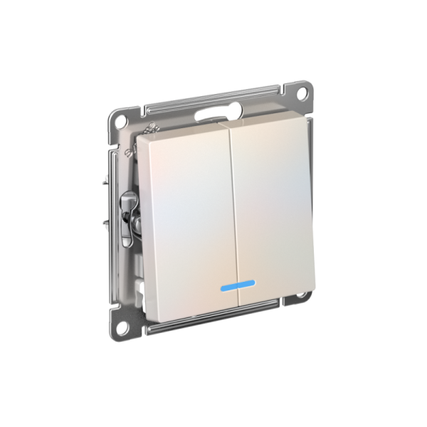 Выключатель 2-кл. СП AtlasDesign 10А IP20 (сх. 5а) 10AX с подсветкой механизм жемчуж. SE ATN000453