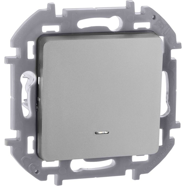 Выключатель 1-кл. Inspiria 10А IP20 250В 10AX с подсветкой/индикацией механизм алюм. IEK 673612