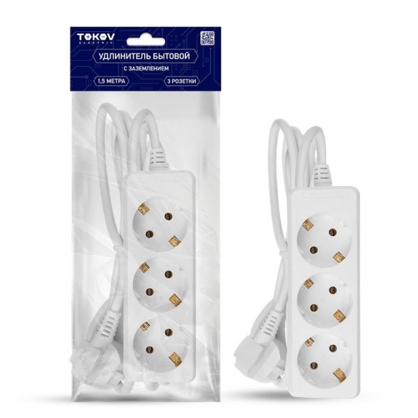 Удлинитель 3х1.5м с заземл. 10А 3х0.75 TOKOV ELECTRIC TKE-C01-BU3-1.5-075-Z Удлинитель 3х1.5м с заземл. 10А 3х0.75 TOKOV ELECTRIC TKE-C01-BU3-1.5-075-Z