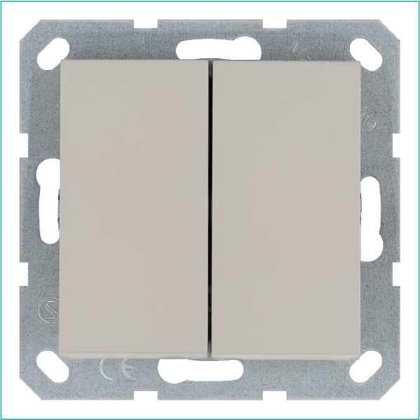 Переключатель проходной 2-кл. 10А IP20 механизм тауп Jasmart G3022T