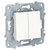 Schneider Electric Unica New Бел Переключатель 2-клавишный, 2 х сх. 6, 10 AX, 250В
