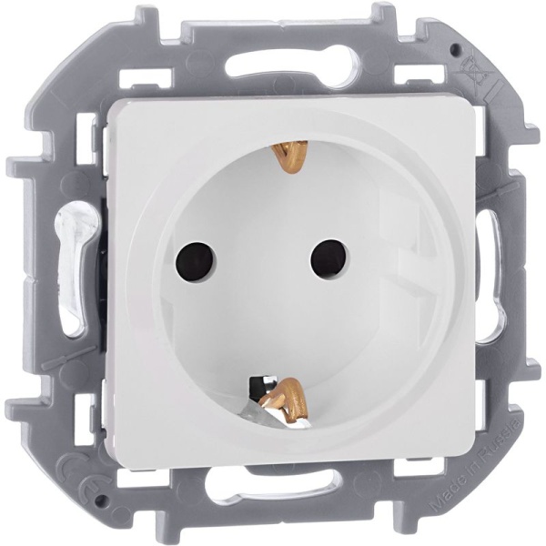 Розетка 1-м СП Inspiria 16А IP20 250В 2P+E защ. шторки немецк. стандарт механизм бел. IEK 673730