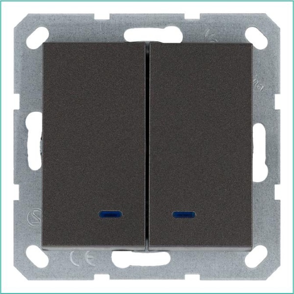 Выключатель 2-кл. 10А IP20 с подсветкой механизм мокко Jasmart G3023NZ