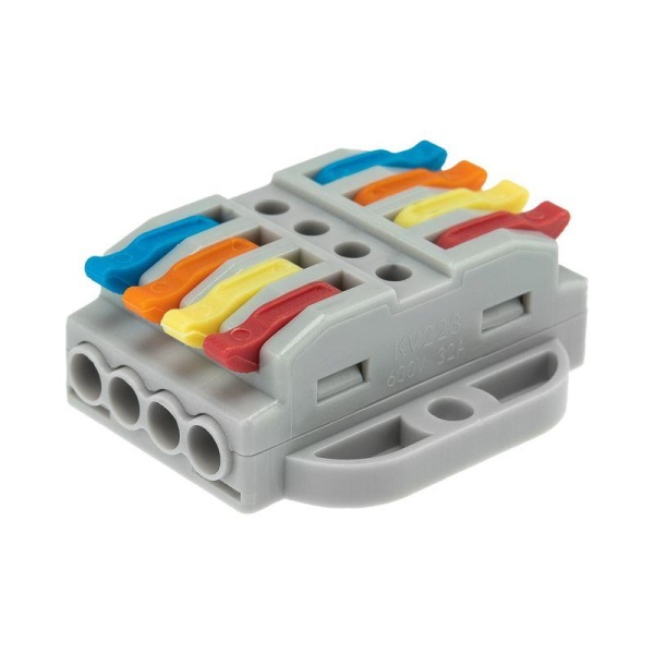 Клемма строительно-монтажная СМК проходная 222-424P 4п 0.08-4кв.мм с монтажной площадкой сер. (уп.25шт) Rexant 07-6264