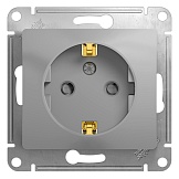 Systeme Electric Glossa Алюминий Розетка с/з со шторками