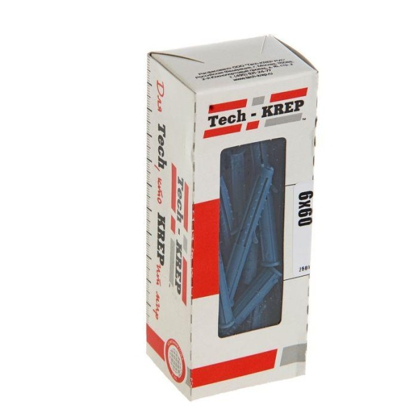 Дюбель четырехраспорный (универс.) Чапай 6х60 шипы + усы полипропилен (уп.40шт) Tech-KREP 111470