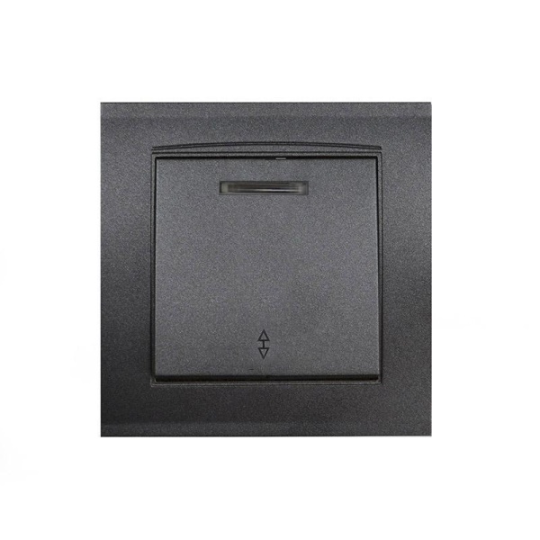 Переключатель проходной 1-кл. СП Бриллиант 10А IP20 с подсветкой в сборе графит Universal 7947380